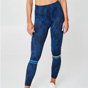 Lilybod Blue High-Waisted Leggings with Knee Stripes